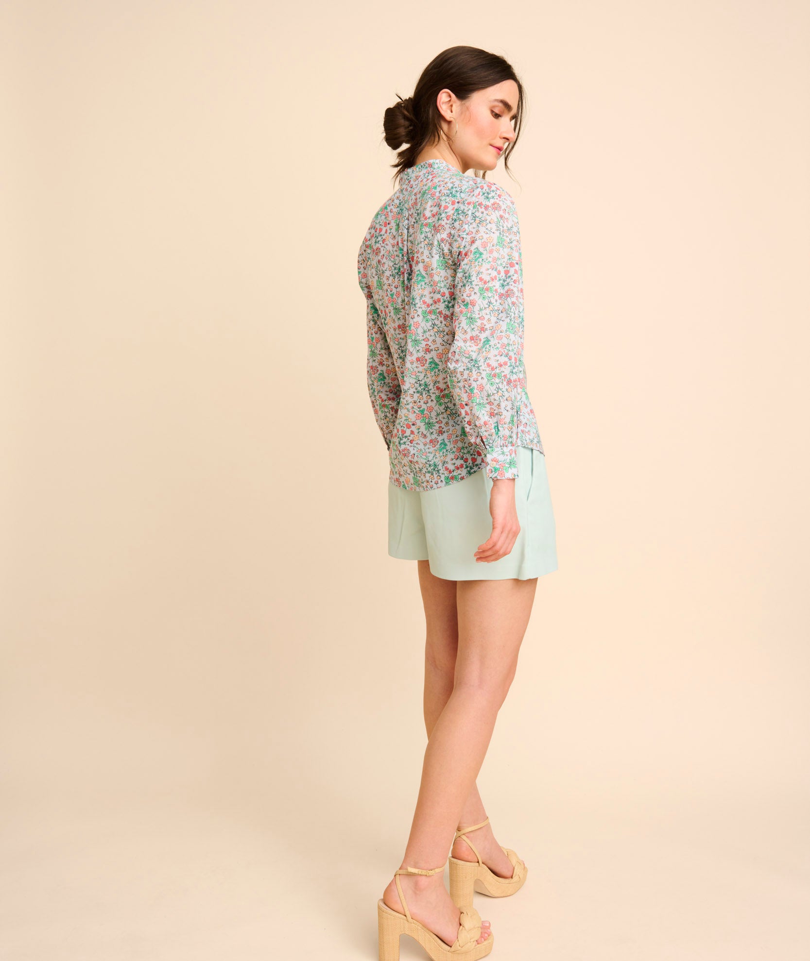 Cotton Band Collar Hallie Shirt