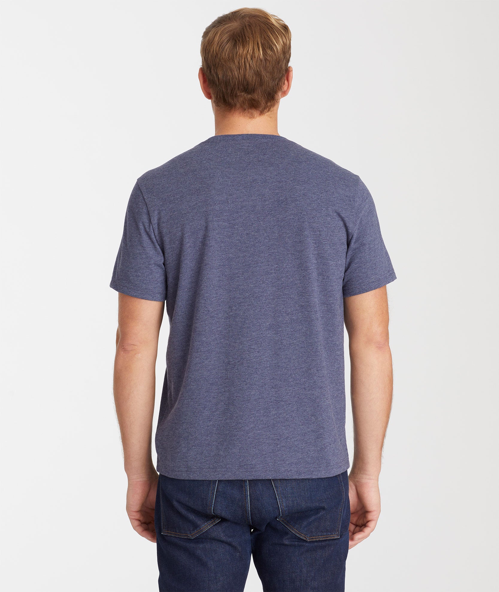 Model wearing an UNTUCKit True Navy Ultrasoft Tee